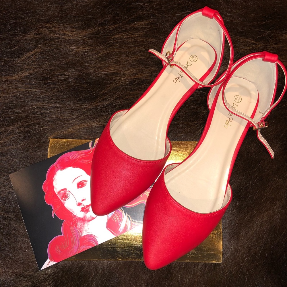DREAM PAIRS Flat Pointed Ankle Strap Ballet Shoes